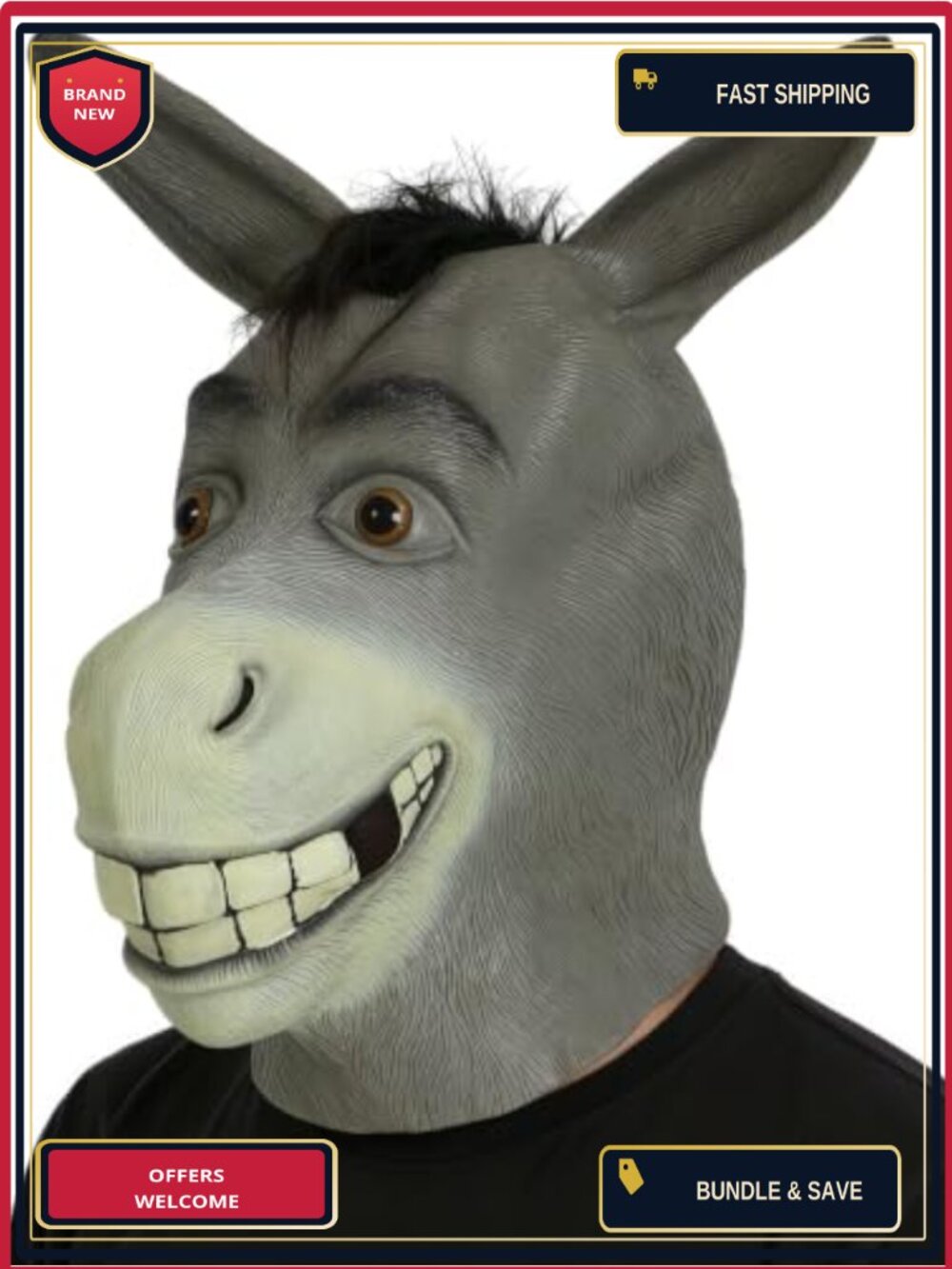 Latex Donkey Full Head Mask Realistic Animal Costume for Halloween Cosplay Party